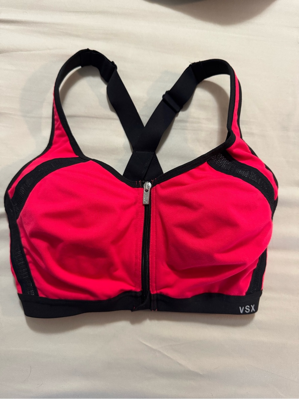 VSX Hot Red Front-Zip Sports Bra Top